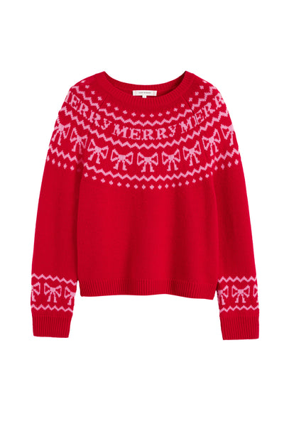 Red Wool-Cashmere Let's Be Merry Sweater