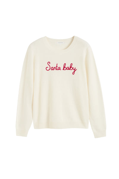 Cream Wool-Cashmere Santa Baby Sweater