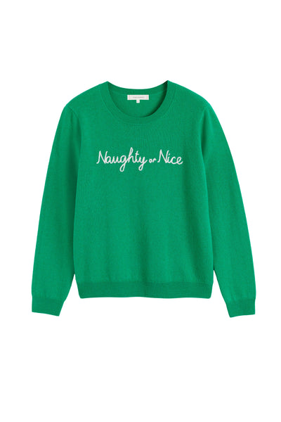 Green Wool-Cashmere Naughty Or Nice Sweater