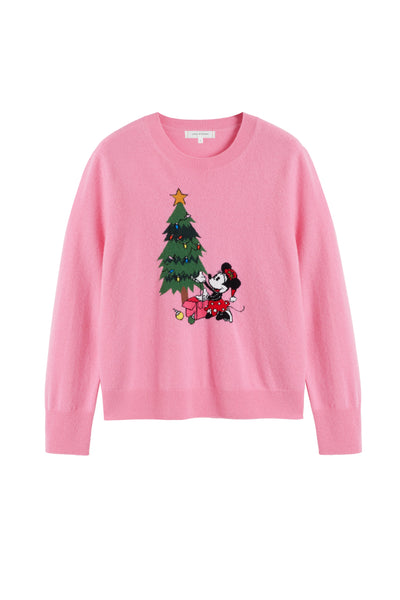 Pink Wool-Cashmere Minnie Christmas Sweater