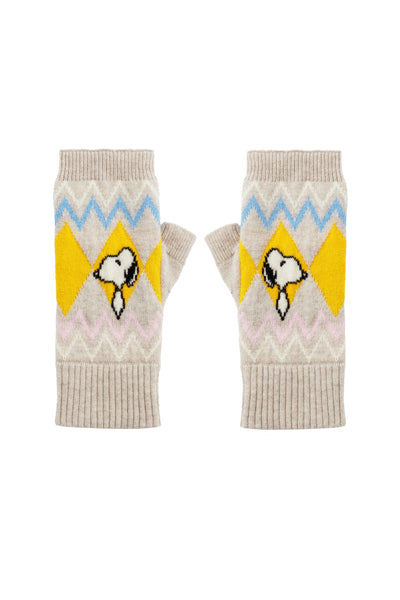 Multi Wool-Cashmere Snoopy Fairisle Fingerless Gloves