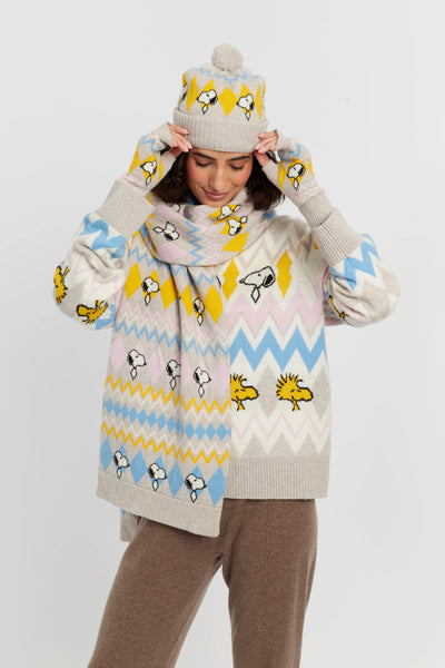 Multi Wool-Cashmere Fairisle Snoopy Hat
