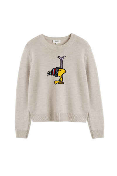 Light-Oatmeal Wool-Cashmere Woodstock Ski Sweater
