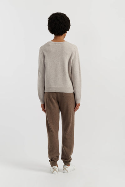 Light-Oatmeal Wool-Cashmere Woodstock Ski Sweater