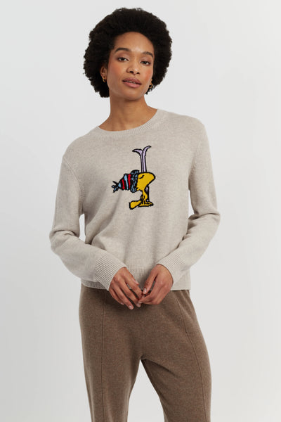 Light-Oatmeal Wool-Cashmere Woodstock Ski Sweater