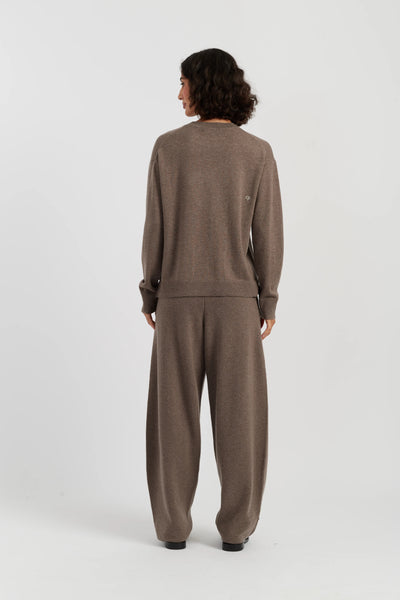 Oatmeal Wool-Cashmere Snoopy Peeking Pocket Sweater