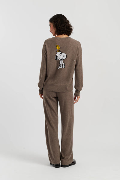 Oatmeal Wool-Cashmere Snoopy & Woodstock Sweater