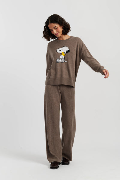 Oatmeal Wool-Cashmere Snoopy & Woodstock Sweater