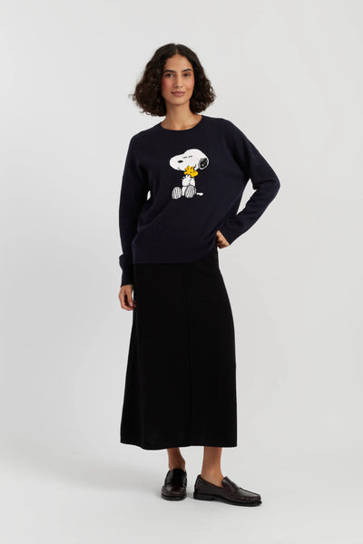 Navy Wool-Cashmere Snoopy & Woodstock Sweater