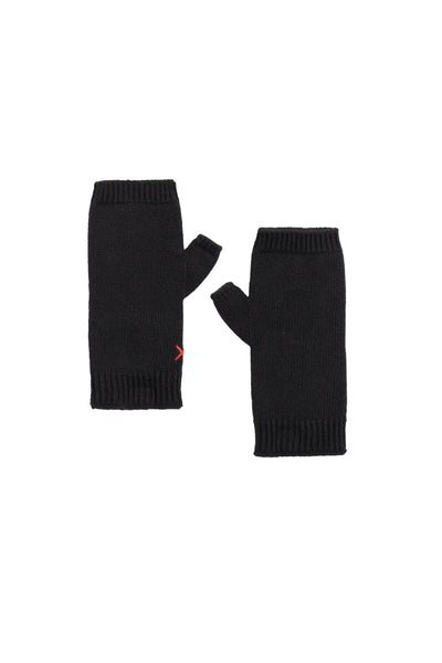 Black Wool-Cashmere Fingerless Gloves