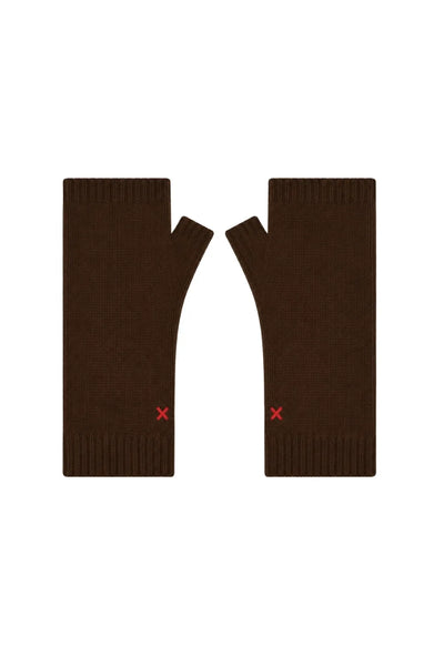 Chocolate Wool-Cashmere Fingerless Gloves