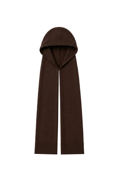 Chocolate Wool-Cashmere Scarf Hood