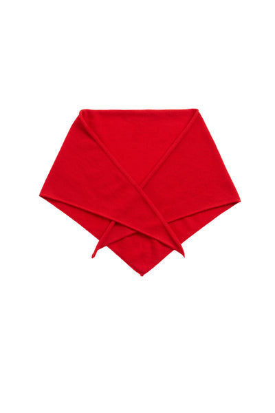 Velvet-Red Wool-Cashmere Triangle Scarf