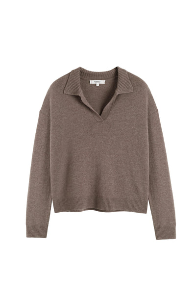 Mushroom Wool-Cashmere Collared Sweater