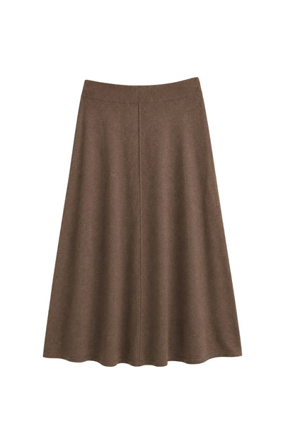 Mushroom Wool-Cashmere Midi Skirt