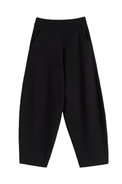 Black Wool-Cashmere Barrel Pants
