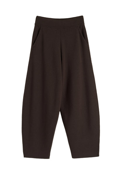 Chocolate Wool-Cashmere Barrel Pants