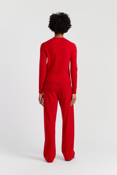 Velvet-Red Wool-Cashmere Cropped Sweater