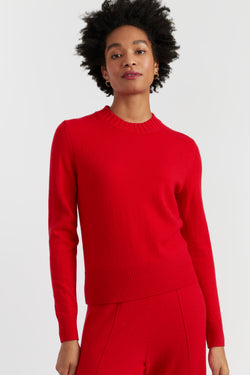 Velvet-Red Wool-Cashmere Cropped Sweater