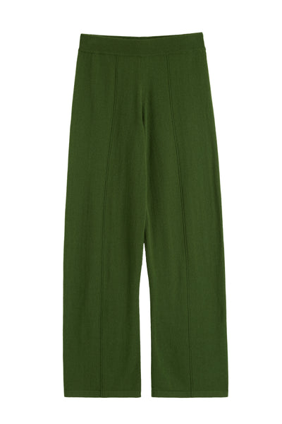 Green Wool-Cashmere Wide-Leg Track Pants