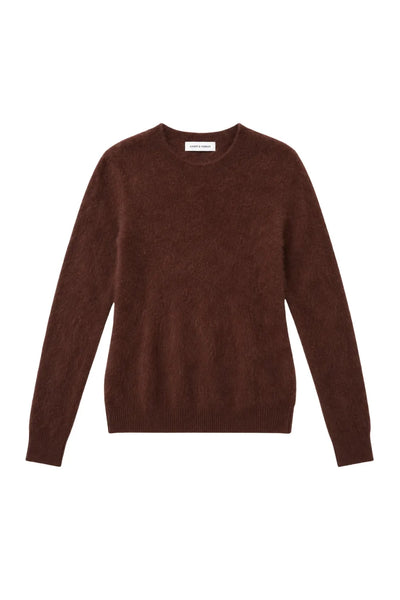 Chocolate Brushed Cashmere Crew Neck Sweater
