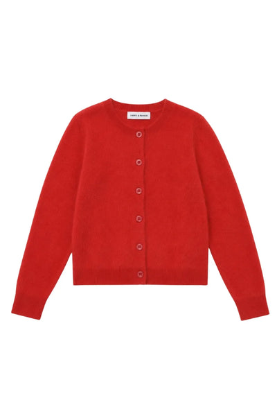 Velvet Red Brushed Cashmere Cardigan