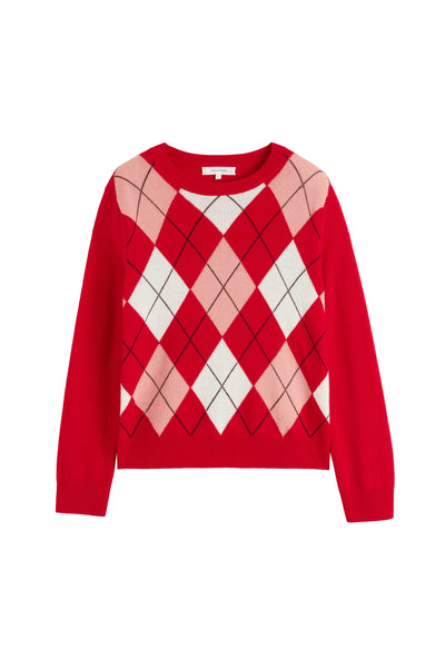 Red Wool-Cashmere Argyle Sweater