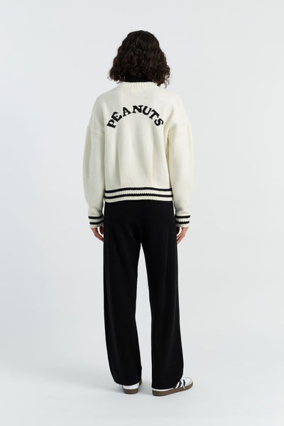 Cream Wool-Cashmere Snoopy Bomber Jacket