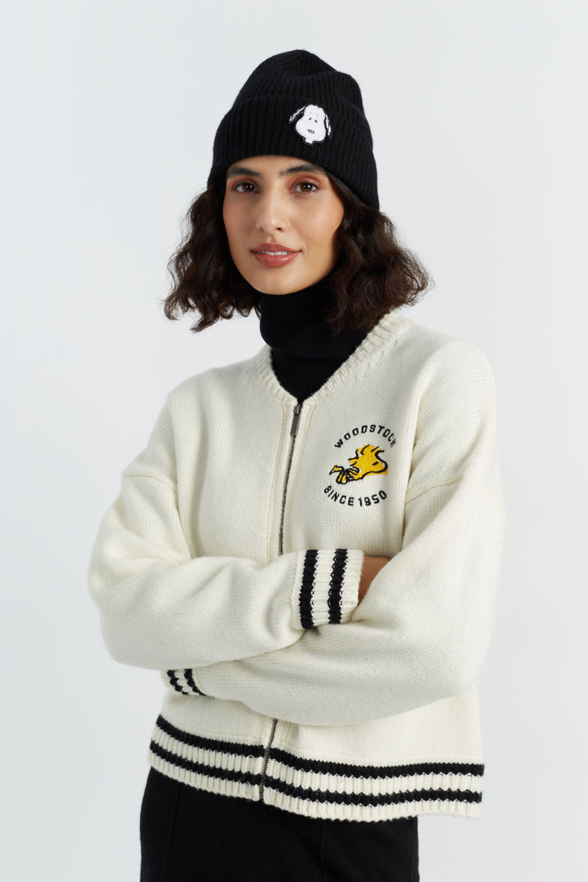 Cream Wool-Cashmere Snoopy Bomber Jacket - Chinti & Parker UK