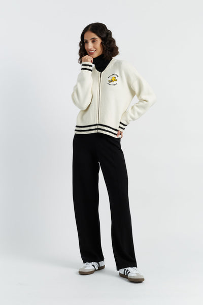 Cream Wool-Cashmere Snoopy Bomber Jacket