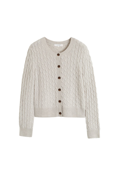 Chinchilla Pure Cashmere Cable Cardigan
