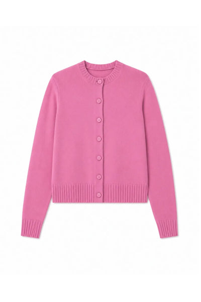 Flamingo-Pink Pure Cashmere Camille Cardigan