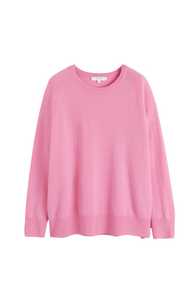 Flamingo-Pink Pure Cashmere Slouchy Sweater