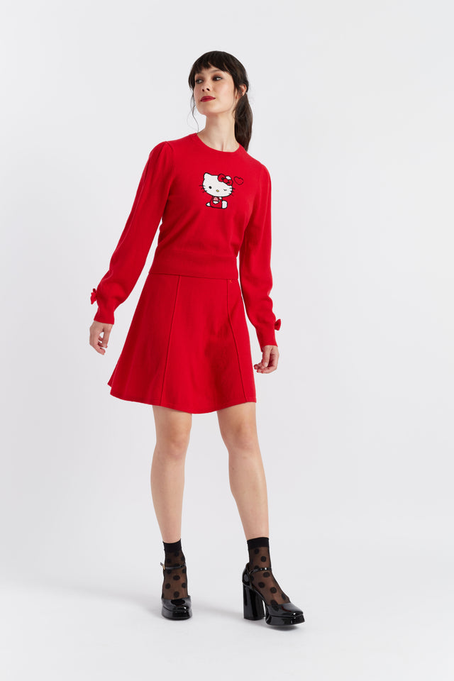Red Wool-Cashmere Hello Kitty Bow Sweater image 3
