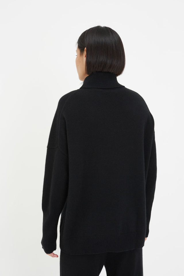 Black Pure Cashmere Rollneck Sweater image 2