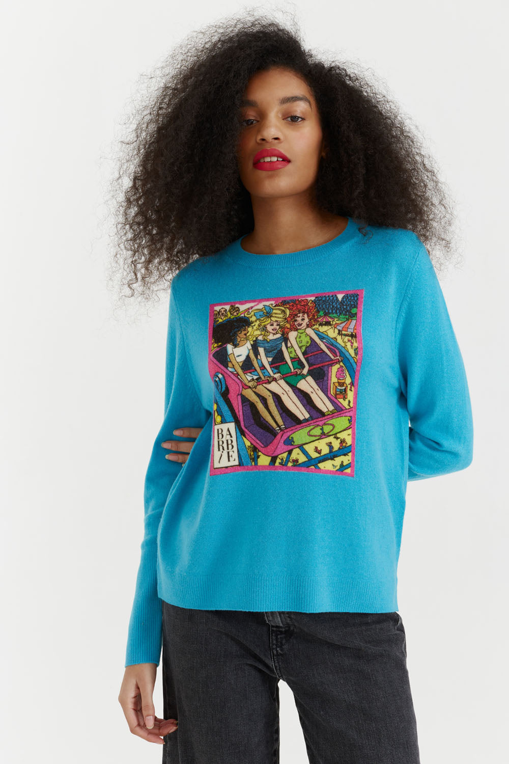 Blue Wool-Cashmere Rollercoaster Barbie Sweater