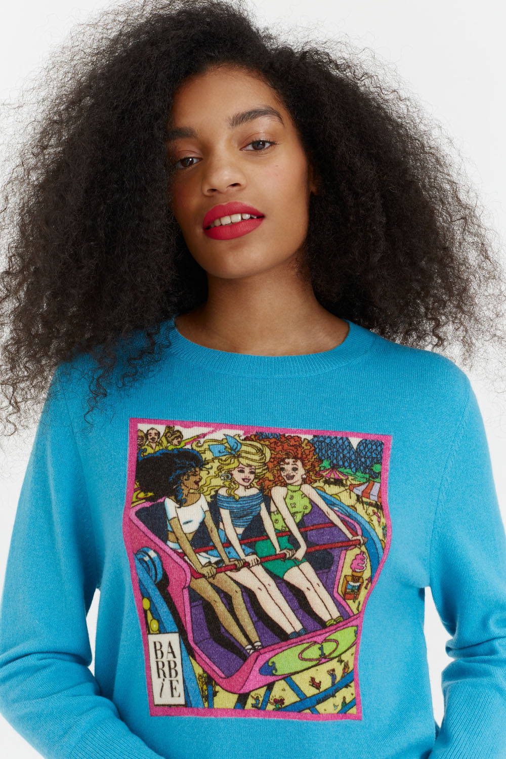 Blue Wool Cashmere Rollercoaster Barbie Sweater Chinti Parker UK