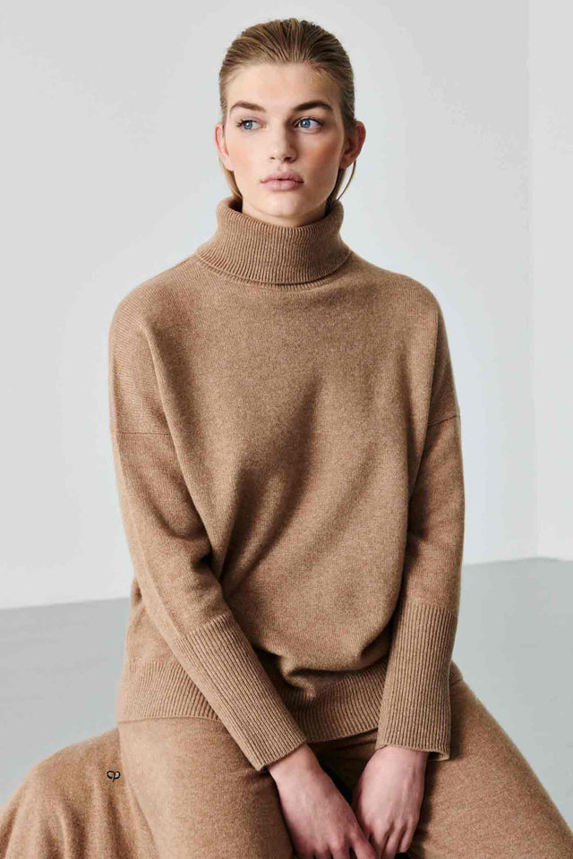 Camel Cashmere Rollneck Sweater image 1