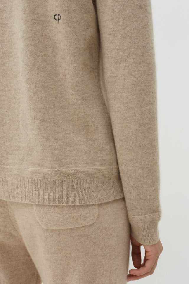 Oatmeal Cashmere Crew Sweater image 4