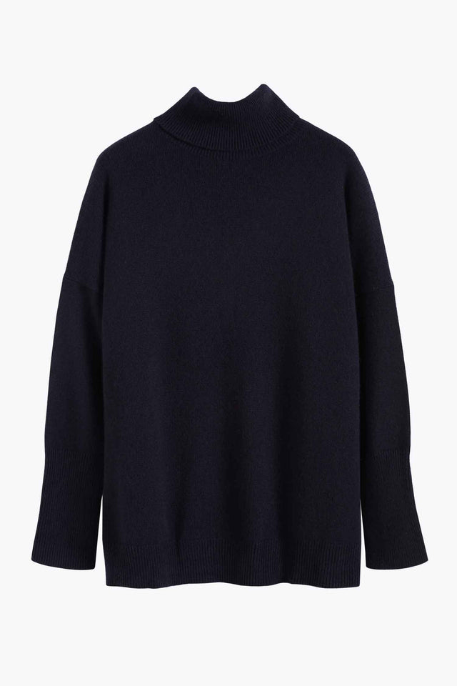 Navy Cashmere Rollneck Sweater image 2