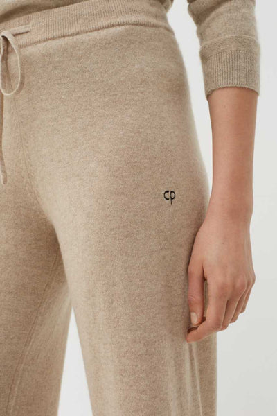 Oatmeal Pure Cashmere Wide-Leg Pants