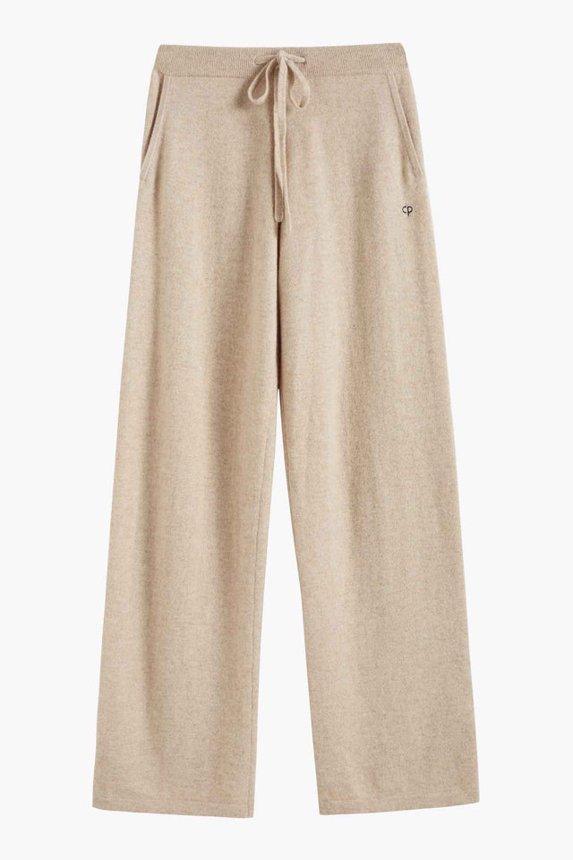 Oatmeal Pure Cashmere Wide-Leg Pants image 2
