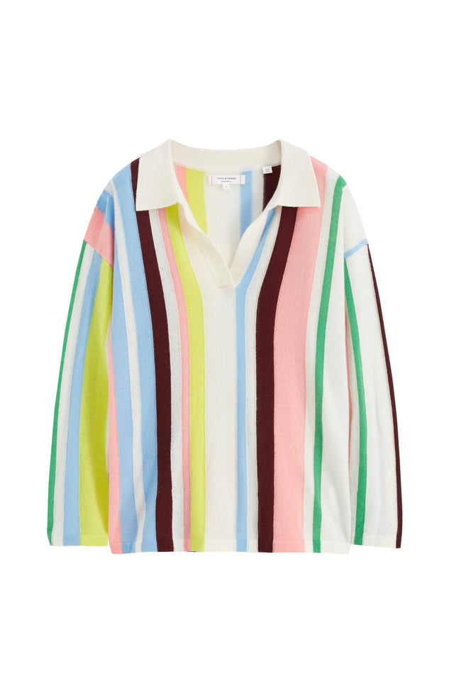 Sample Multicoloured Cashmere Stripe Polo Sweater image 2