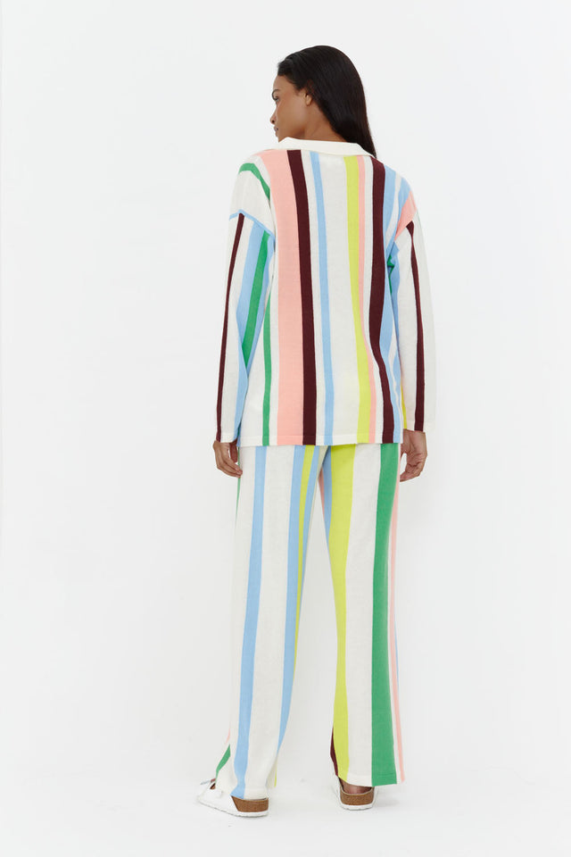 Sample Multicoloured Cashmere Stripe Polo Sweater image 4