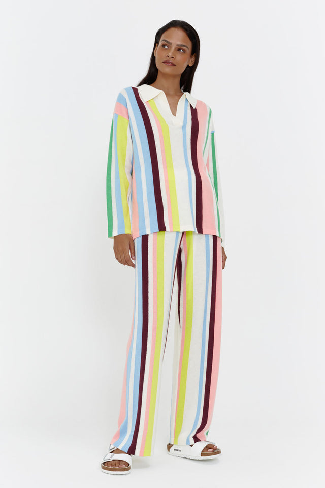 Sample Multicoloured Cashmere Stripe Wide-Leg Pants image 4