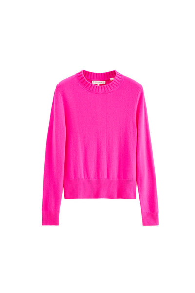 Fuchsia Wool-Cashmere Cropped Sweater