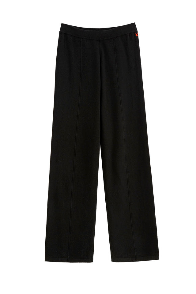 Black Wool-Cashmere Wide-Leg Track Pants image 2