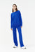Blue Wool-Cashmere Wide-Leg Track Pants