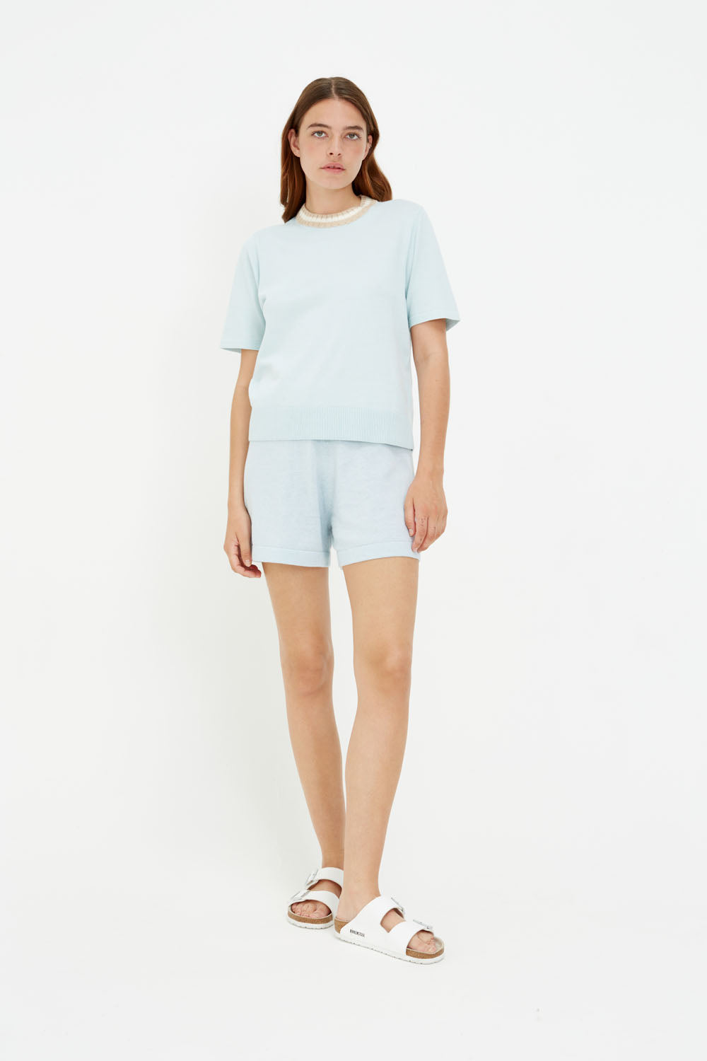 Soft Mint Cotton-Cashmere Shorts
