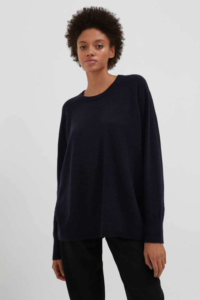 Navy Cashmere Slouchy Sweater image 1